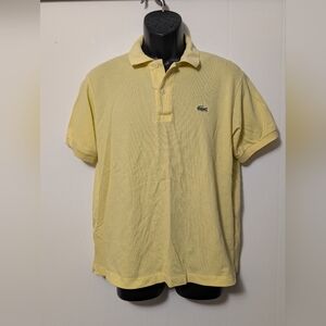 Men's Lacoste Polo Shirt Size 5/Large Pale Yellow Short Sleeve Preppy Crocodile